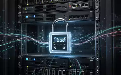 A glowing digital padlock on a server rack, symbolizing data security and breaches. - Foto: über boerse-global.de