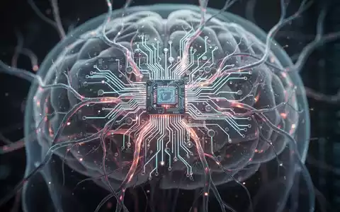 Nahaufnahme eines fortschrittlichen Gehirn-Computer-Schnittstellen-Implantats, das neurologische Signale verarbeitet, um die Sprachwiederherstellung zu ermöglichen. - Foto: über boerse-global.de