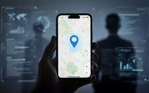 A hand holds a smartphone showing a map with a location pin, symbolizing device tracking and privacy features. - Foto: über boerse-global.de