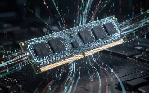 A close-up of a glowing RAM stick, representing computer memory, with digital data streams flowing around it. - Foto: über boerse-global.de