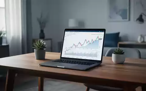 Ein minimalistischer Schreibtisch mit Laptop, Finanzdiagrammen und einem kleinen Pflanzen, in einem aufgeräumten, hellen Raum. - Foto: über boerse-global.de