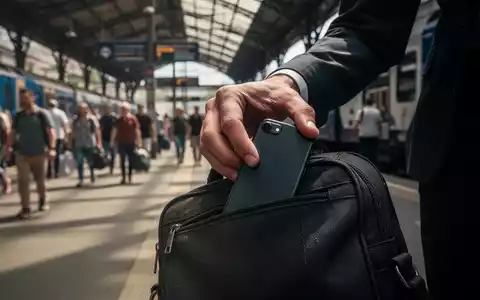Eine Hand schiebt unauffällig ein Smartphone in eine Tasche, im Hintergrund eine belebte Touristengegend oder ein Bahnhof. - Foto: über boerse-global.de