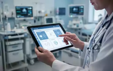 Eine medizinische Fachkraft betrachtet eine Tablette mit digitalen Gesundheitsanwendungen in einem modernen medizinischen Umfeld. - Foto: über boerse-global.de