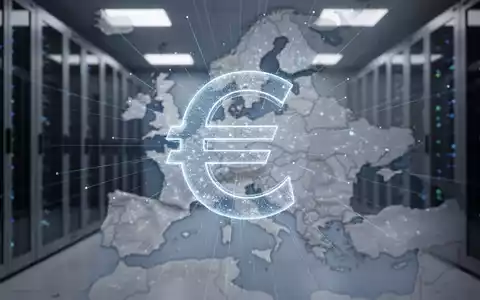 A stylized digital euro symbol shimmering over a blurred map of Europe, representing digital currency and financial sovereignty. - Foto: über boerse-global.de