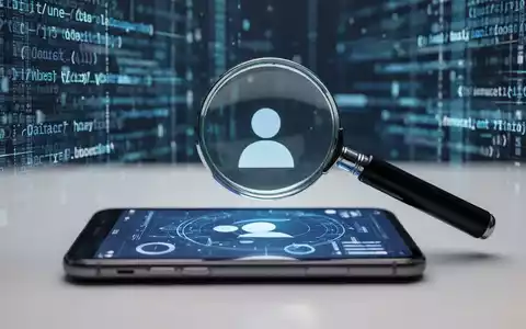 Ein Vergrößerungsglas über einem Smartphone-Bildschirm mit abstrakten biometrischen Daten, umgeben von verschwommenen digitalen Datenströmen. - Foto: über boerse-global.de