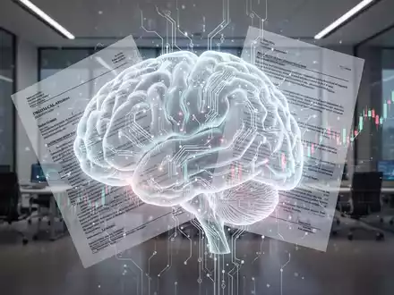 A glowing neural network brain overlaid with legal documents and a stock market chart, symbolizing AI leadership, policy, and IPO preparation. - Foto: über boerse-global.de