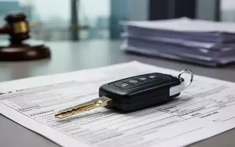 Ein Autoschlüssel eines privaten Fahrzeugs liegt auf einem Steuerformular, mit unscharfem Hintergrund eines Büros oder juristischer Dokumente. - Foto: über boerse-global.de