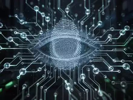 A glowing, complex neural network with a subtle human eye overlay, representing AI control and security in a dark, high-tech setting. - Foto: über boerse-global.de