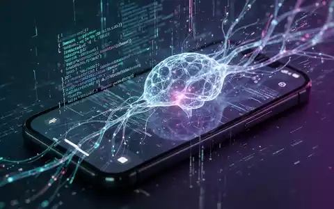 Abstract representation of AI with digital data streams and a subtle UI glitch on a smartphone screen. - Foto: über boerse-global.de