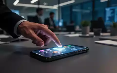 Eine Hand greift nach einem leuchtenden Smartphone auf einem Schreibtisch in einem dunklen Büro, was ständigen Arbeitsdruck symbolisiert. - Foto: über boerse-global.de