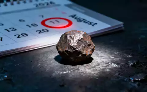 Ein einzelnes Eisenerz-Pellet auf dunklem Untergrund mit einem unscharfen Kalenderblatt für August 2026 im Hintergrund. - Foto: über boerse-global.de