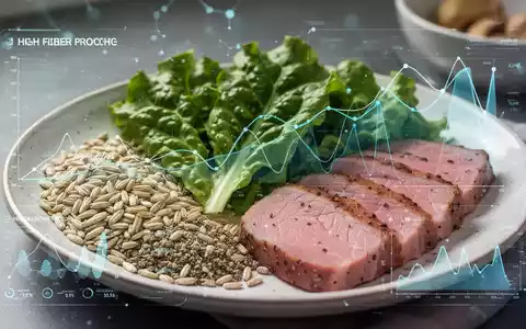 Ein Teller mit einer gesunden Mahlzeit, die Vollkornprodukte, grünes Gemüse und Proteine enthält, mit subtilen digitalen Grafiken. - Foto: über boerse-global.de
