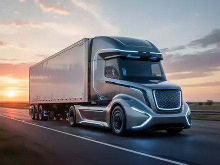 An autonomous semi-truck traveling on a highway at dawn, symbolizing the expansion of self-driving freight routes in Oklahoma. - Foto: über boerse-global.de