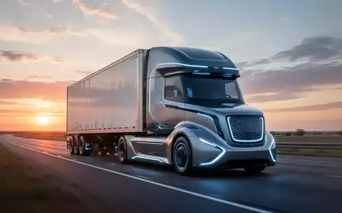 An autonomous semi-truck traveling on a highway at dawn, symbolizing the expansion of self-driving freight routes in Oklahoma. - Foto: über boerse-global.de