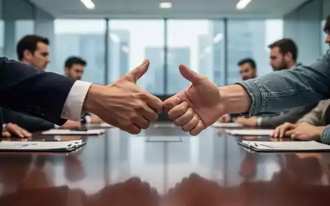 Zwei Hände, eine im Anzug und eine im Freizeitlook, drücken sich über einen Konferenztisch, was Konflikt und Verhandlungen symbolisiert. - Foto: über boerse-global.de