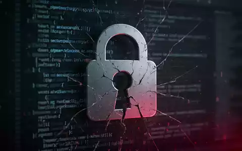 A stylized, ominous digital lock icon with a broken keyhole, symbolizing a security vulnerability or breach in software. - Foto: über boerse-global.de