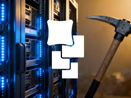 Ein futuristischer Server-Rack mit blauem Licht, der KI-Infrastruktur symbolisiert, im Kontrast zu einem Bitcoin-Mining-Rig. - Foto: über boerse-global.de