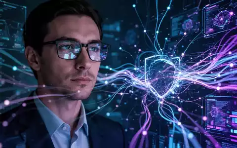 Eine Person betrachtet einen Bildschirm mit komplexen digitalen Netzwerken und Datendarstellungen in Blautönen. - Foto: über boerse-global.de