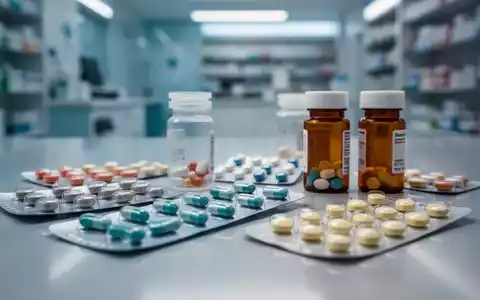 Nahaufnahme von verschiedenen pharmazeutischen Blisterpackungen und Medikamentenflaschen, einige leer oder mit wenig Inhalt. - Foto: über boerse-global.de