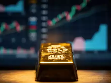 Ein Nahaufnahme-Bild eines glänzenden Goldbarrens mit verschwommenen Finanzdiagrammen im Hintergrund, die Cashflow-Indikatoren zeigen. - Foto: über boerse-global.de