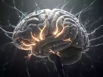 Abstrakte Darstellung eines Gehirns, bei dem Licht selektiv bestimmte neuronale Pfade hervorhebt, während andere verblassen. - Foto: über boerse-global.de