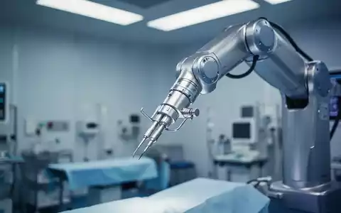 Ein detailliertes Bild eines chirurgischen Robotersystems mit präzisen Instrumenten in einem Operationssaal. - Foto: über boerse-global.de