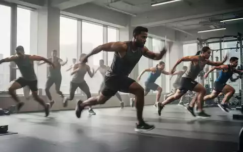 Eine diverse Gruppe von Sportlern führt dynamische Ganzkörperübungen in einem modernen Fitnessstudio aus, mit Fokus auf Bewegung und Intensität. - Foto: über boerse-global.de