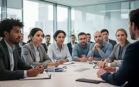 Eine Gruppe von Personen nimmt an einer Schulung teil, sitzt an einem Konferenztisch und konzentriert sich auf eine Präsentation. - Foto: über boerse-global.de