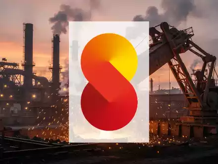 Industrielandschaft mit Stahlwerk bei Sonnenuntergang, flüssigem Metall und Funken. - Foto: über boerse-global.de