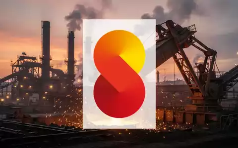 Industrielandschaft mit Stahlwerk bei Sonnenuntergang, flüssigem Metall und Funken. - Foto: über boerse-global.de