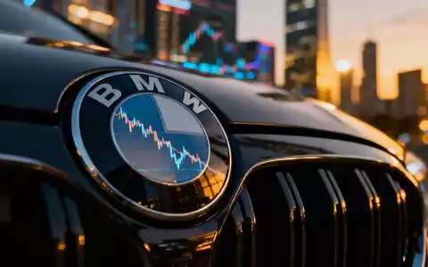 Ein BMW-Logo mit der Spiegelung eines fallenden Finanzdiagramms, im Hintergrund eine unscharfe Finanzlandschaft. - Foto: über boerse-global.de