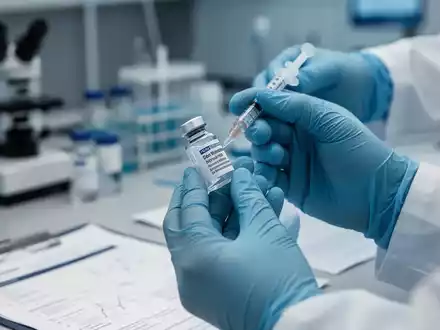 Nahaufnahme der Hände eines Wissenschaftlers, der in einem Labor eine Impfstoffflasche und Spritze handhabt. - Foto: über boerse-global.de