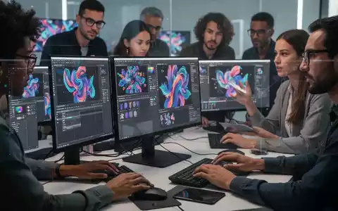 People participate in a digital image editing workshop, using computers to enhance images with AI tools. - Foto: über boerse-global.de