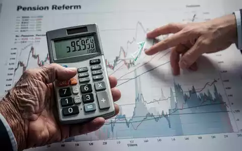 Eine faltige Hand hält einen Taschenrechner mit steigenden Zahlen, während eine jüngere Hand auf ein Finanzdiagramm zeigt. - Foto: über boerse-global.de