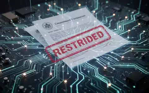 Digital circuit board with glowing AI elements and a blurred government document overlay, symbolizing AI regulation. - Foto: über boerse-global.de
