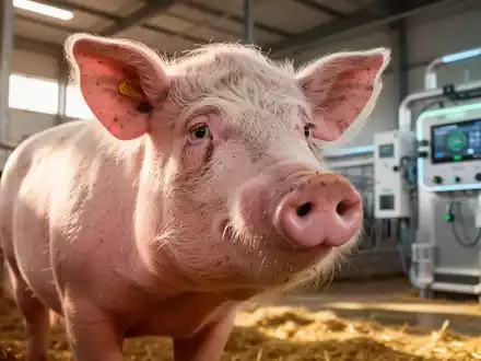 Nahaufnahme eines gesunden Nutztiers in einem modernen Stall, das Wohlbefinden und nachhaltige Landwirtschaft symbolisiert. - Foto: über boerse-global.de