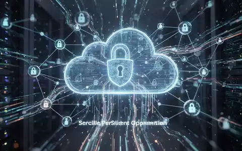 Abstract digital representation of secure cloud computing environments with glowing data streams and interconnected nodes, symbolizing AI integration. - Foto: über boerse-global.de
