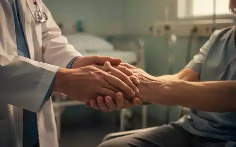 Hände eines medizinischen Fachpersonals, die die Hand eines Patienten halten, symbolisieren Fürsorge bei chronischen Schmerzen. - Foto: über boerse-global.de