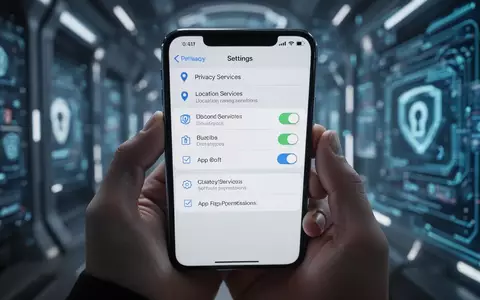 Eine Hand hält ein Smartphone, das ein Datenschutz-Einstellungsmenü mit Optionen für Standort und App-Berechtigungen anzeigt. - Foto: über boerse-global.de