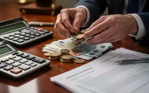 Hände zählen Euro-Münzen und Scheine auf einem Schreibtisch neben einem Taschenrechner und Dokumenten. - Foto: über boerse-global.de