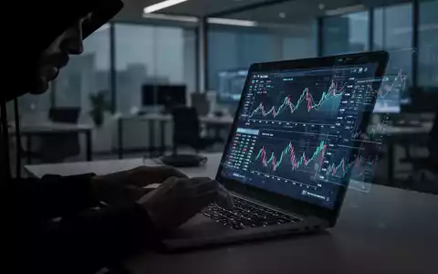 Eine Person sitzt im Dunkeln vor einem Laptop und tippt, wobei der Bildschirm ihr Gesicht beleuchtet und Daten widerspiegelt, was digitale Kriminalität und Betrug symbolisiert. - Foto: über boerse-global.de