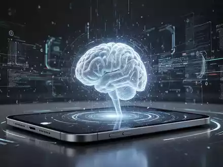 A stylized depiction of Apple's new Siri AI, showing a glowing AI interface on a modern Apple device with digital data streams. - Foto: über boerse-global.de