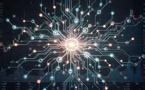 A stylized, glowing neural network with interconnected nodes, subtly overlaid on financial charts, symbolizing AI integration in finance. - Foto: über boerse-global.de