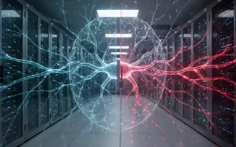 Abstract visual representing AI security and national policy, with digital networks and a protective barrier, symbolizing a shift in government stance. - Foto: über boerse-global.de