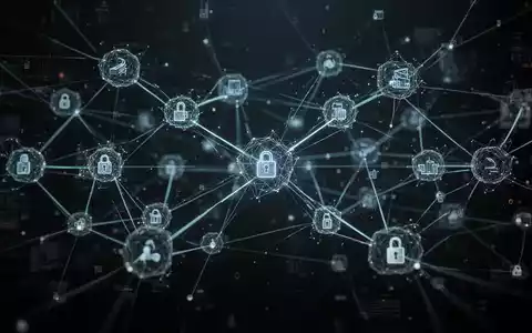 Ein abstraktes digitales Netzwerk mit leuchtenden Linien und Knoten, das Cybersicherheit und Lieferkettenrisikomanagement darstellt. - Foto: über boerse-global.de