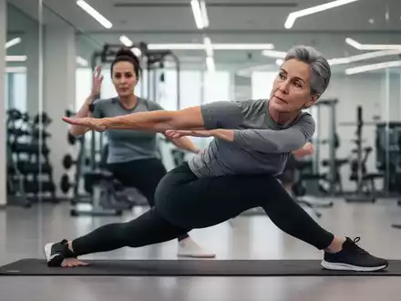 Eine Person über 40 führt eine Rückenstabilitätsübung in einem modernen Fitnessstudio aus. - Foto: über boerse-global.de