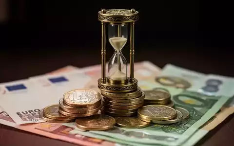 Nahaufnahme von deutschen Euro-Münzen und Banknoten mit einer Sanduhr, die Zeit und Finanzplanung symbolisiert. - Foto: über boerse-global.de