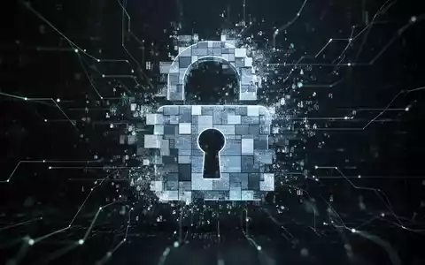 A digital padlock icon dissolving into streams of data, symbolizing the shift from traditional security to advanced cybersecurity measures. - Foto: über boerse-global.de