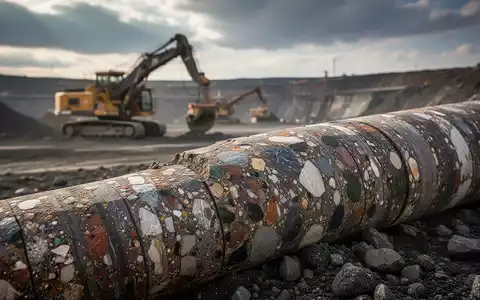 Nahaufnahme einer Mineralien-Gesteinsprobe mit Bergbauausrüstung im Hintergrund. - Foto: über boerse-global.de