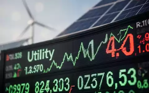 Nahaufnahme eines Börsentickers, der einen steigenden Aktienkurs anzeigt, mit einer stilisierten Windkraftanlage im unscharfen Hintergrund. - Foto: über boerse-global.de